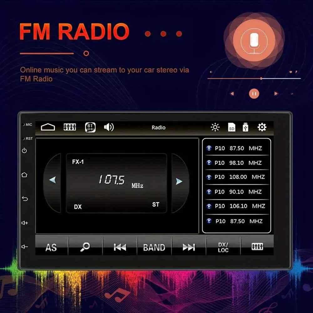 7 Inch Car Central Control Display Screen WiFi + Bluetooth-Compatible Android 12 Multimedia Player , 1+32GB