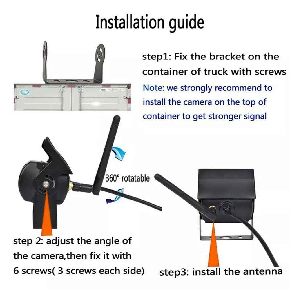 W102 Night Vision Wide Angle WiFi Camera for Trucks Waterproof Rear View Wireless Backup Camera