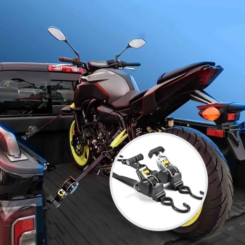 3.3m Automatic Retractable Tie Down Strap Luggage Securing Belt for Car Motorcycle Self-Driving Tour - Black Electrophoretic Coating