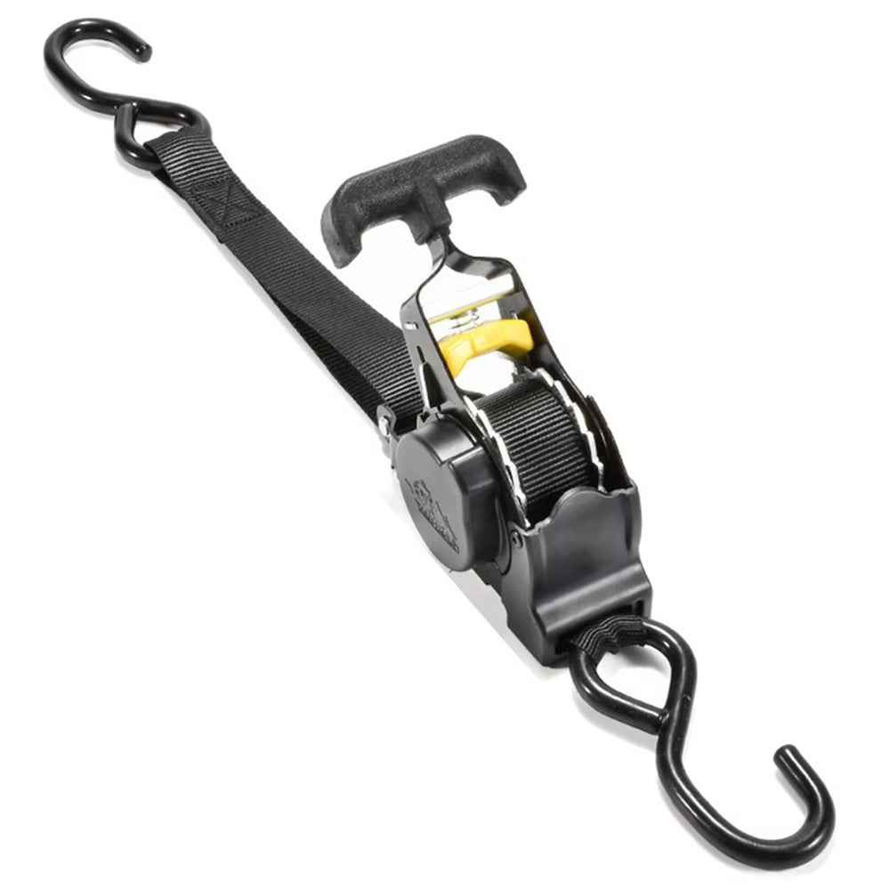 3.3m Automatic Retractable Tie Down Strap Luggage Securing Belt for Car Motorcycle Self-Driving Tour - Rubber Coated Black Electrophoretic Coating