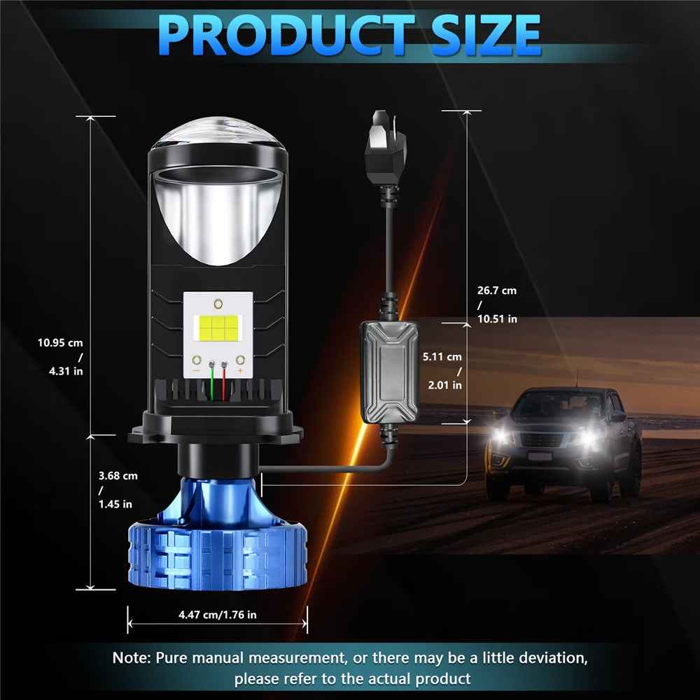 N4 2Pcs H4 LED Headlight Bulbs Car Headlamps 6000K Conversion Kit Automotive Front Light