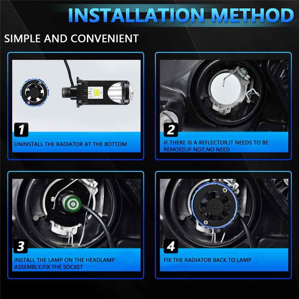 N4 2Pcs H4 LED Headlight Bulbs Car Headlamps 6000K Conversion Kit Automotive Front Light