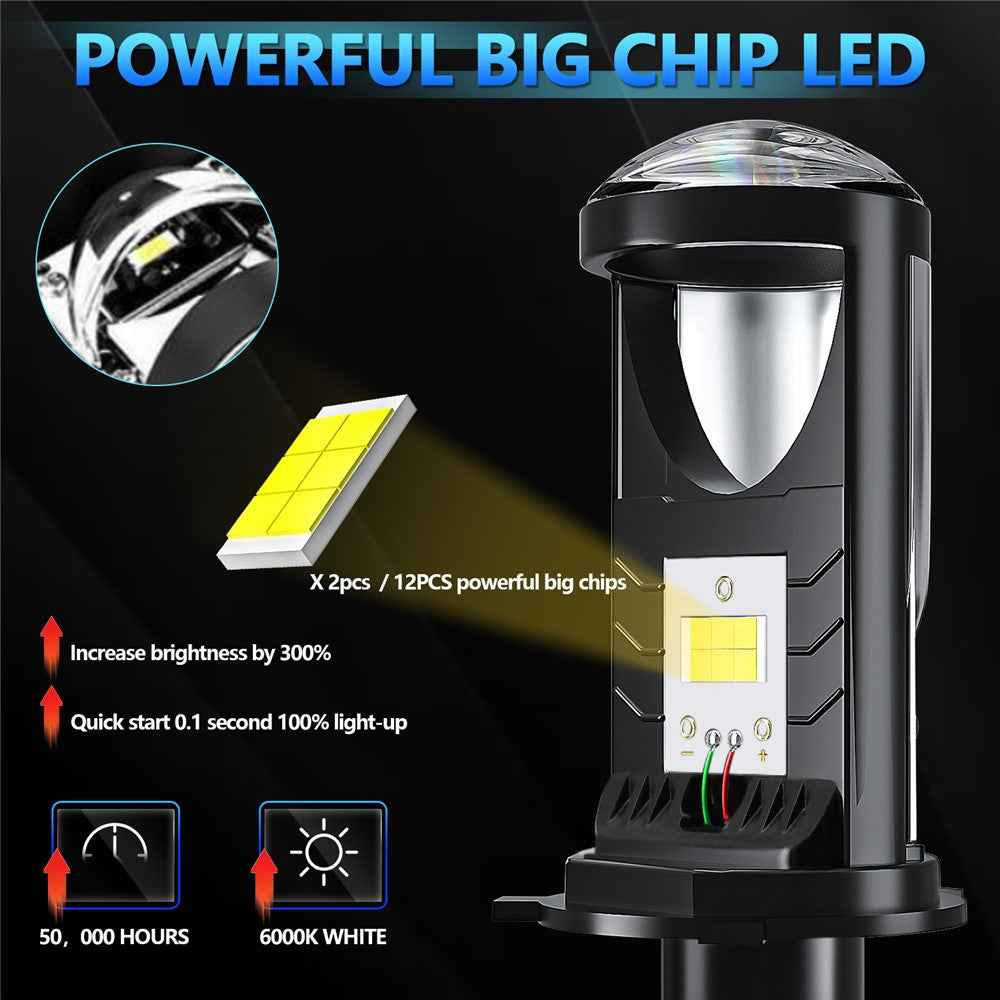 N4 2Pcs H4 LED Headlight Bulbs Car Headlamps 6000K Conversion Kit Automotive Front Light