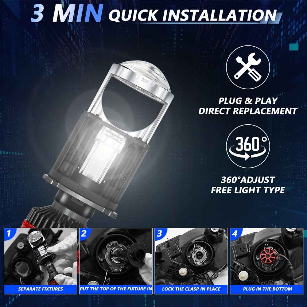 N5 2Pcs H4 LED Headlight Bulbs High Brightness High Power Dual Copper Tube Car Headlamp