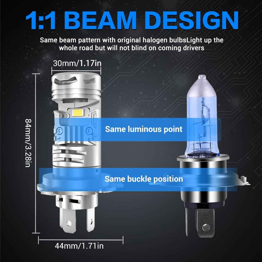 N8 2Pcs H4 LED Car Headlight Automotive Headlamp High Brightness 6000K Front Light Retrofit Upgrade Kit