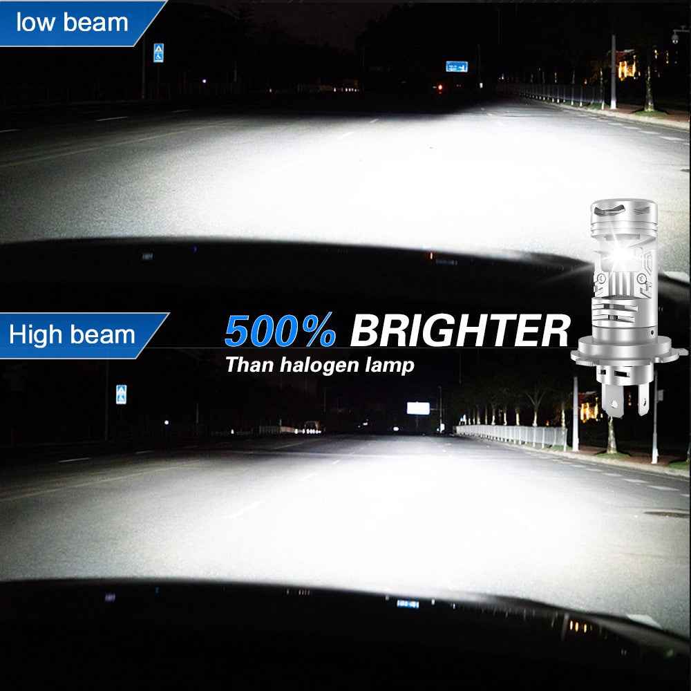 N8 2Pcs H4 LED Car Headlight Automotive Headlamp High Brightness 6000K Front Light Retrofit Upgrade Kit