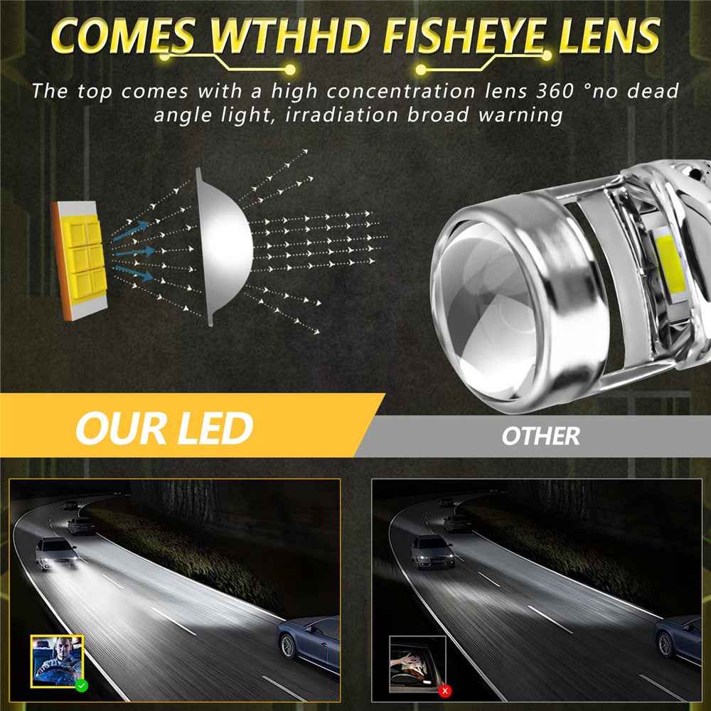 N9 2Pcs H4 Car Headlamp Mini Lens High Brightness LED Headlight IP67 Waterproof Automotive Front Light