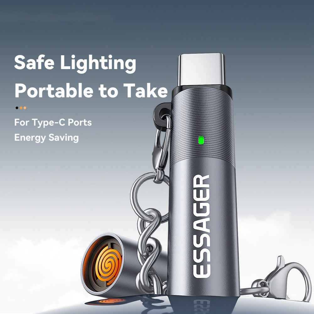 ESSAGER Type-C Cigarette Lighter Tungsten Wire Heating Auto Shut-Off Compact Aluminum Alloy