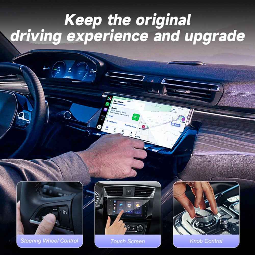 2 in 1 Wireless CarPlay Android Auto Adapter Cars Upgrade Wired to Wireless CarPlay Dongle - Black
