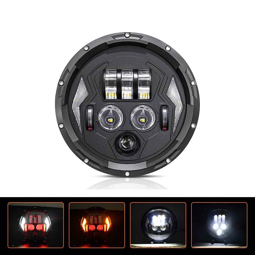 R8 7 Inch LED Headlight IP67 Waterproof Off Road Vehicle Devil Eye DRL Turn Signal Lamp