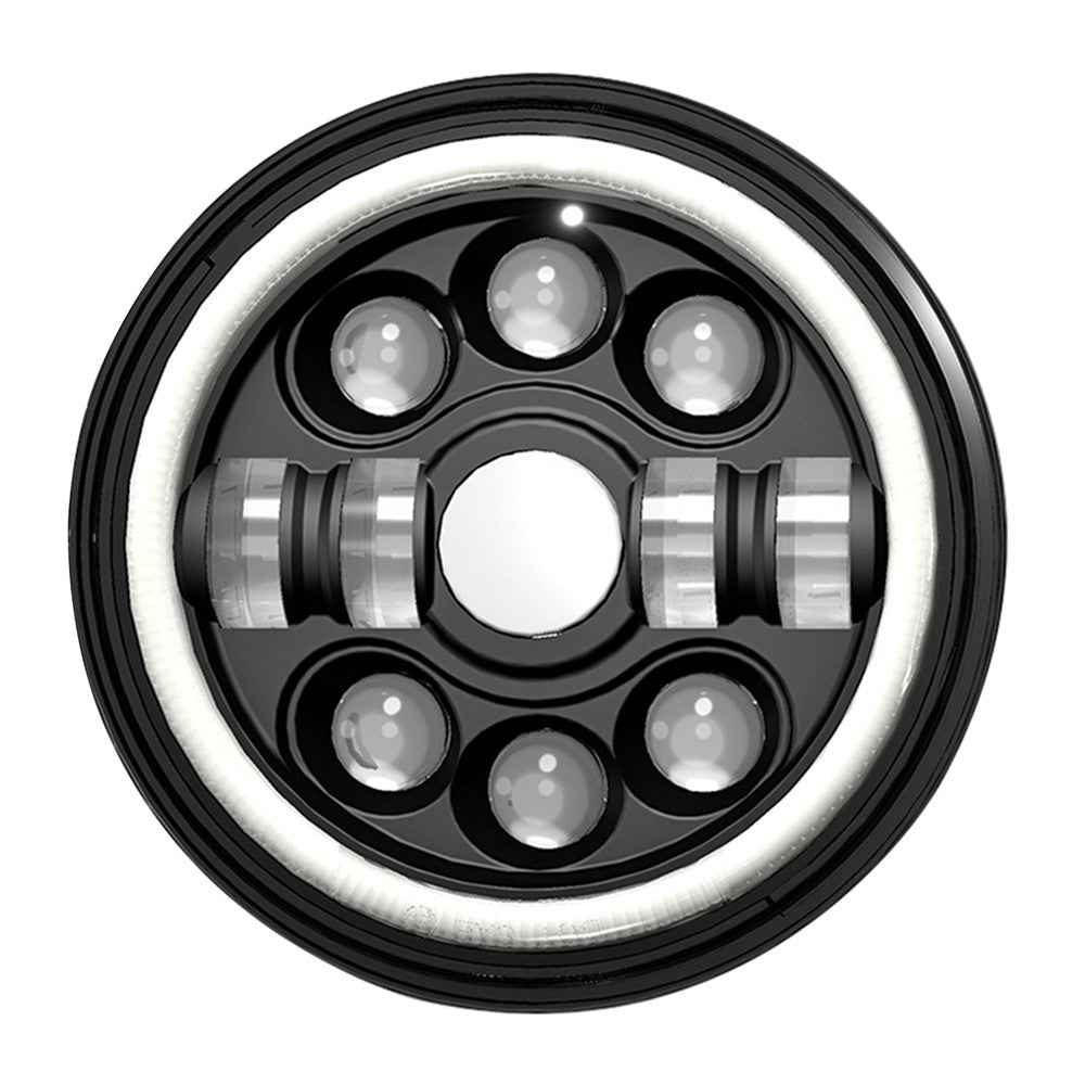 R7 Dual Angel Eye 7 Inch H4 LED Headlight 4 Modes IP67 Waterproof High Low Beam Car Driving Lamp