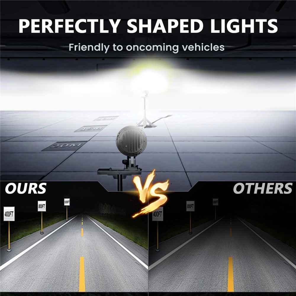 R7 Dual Angel Eye 7 Inch H4 LED Headlight 4 Modes IP67 Waterproof High Low Beam Car Driving Lamp with Connection Cable