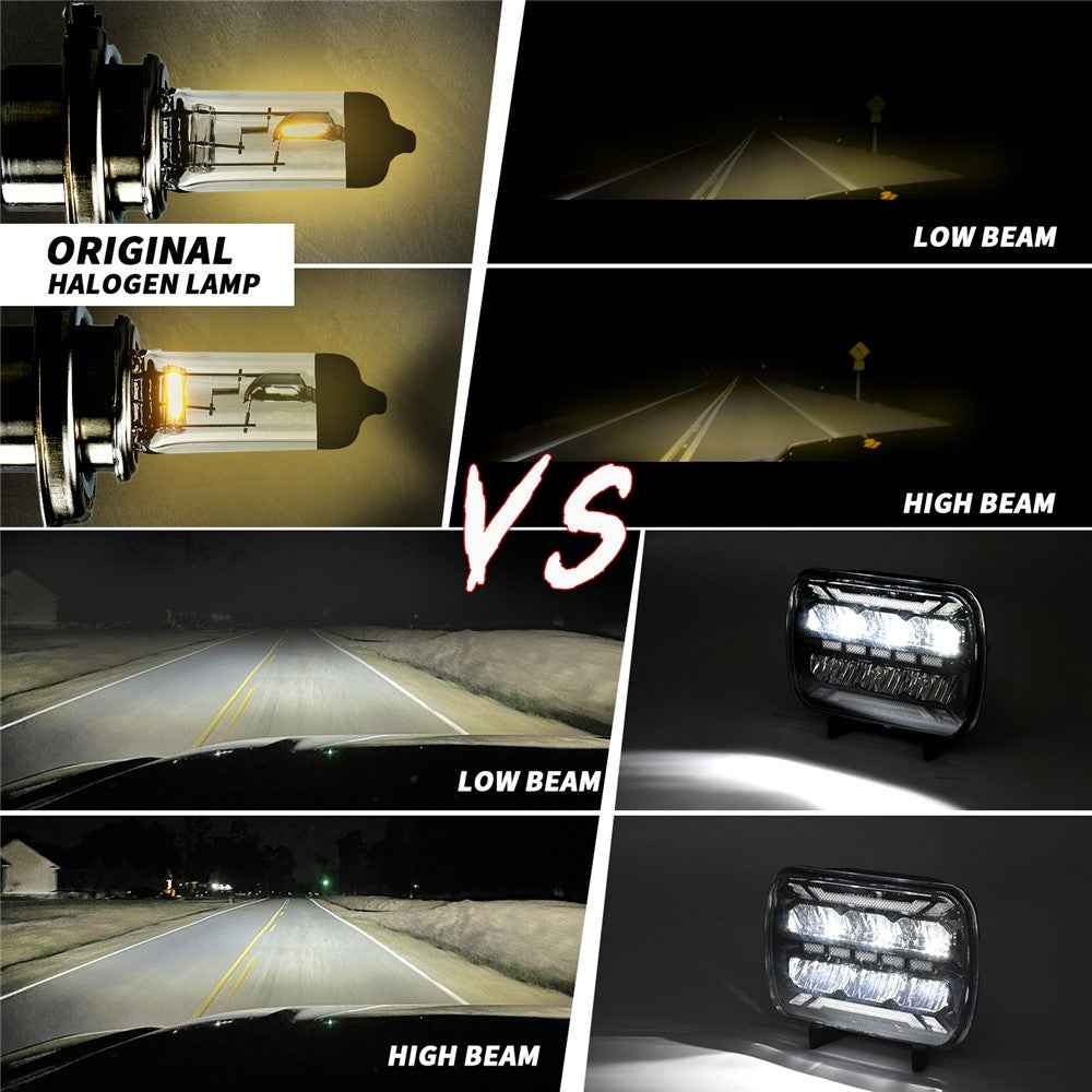 5 x 7 Inch Square LED Headlight High Brightness IP67 Waterproof High Low Beam Truck Front Headlamp