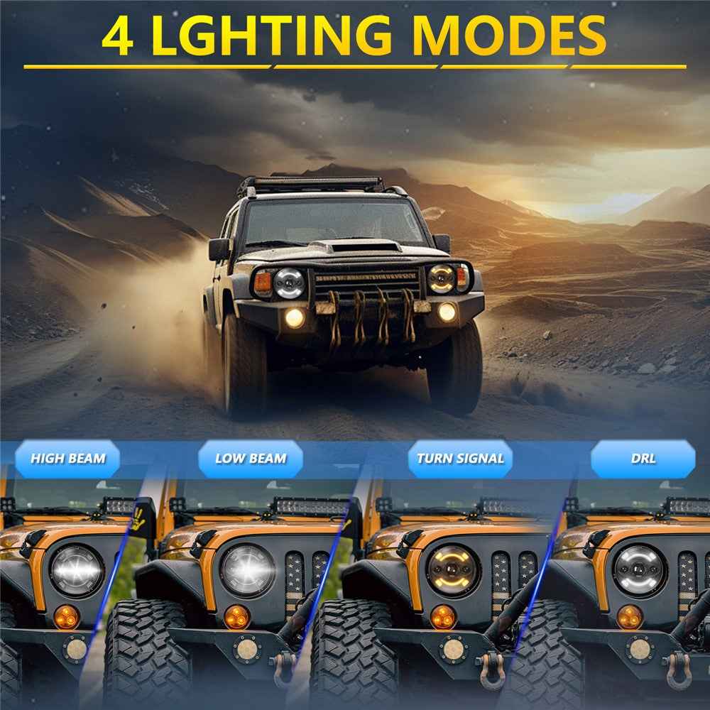 7 Inch Round LED Headlight Anti Glare High Low Beam Aluminum Shell Off Road Vehicle Headlamp