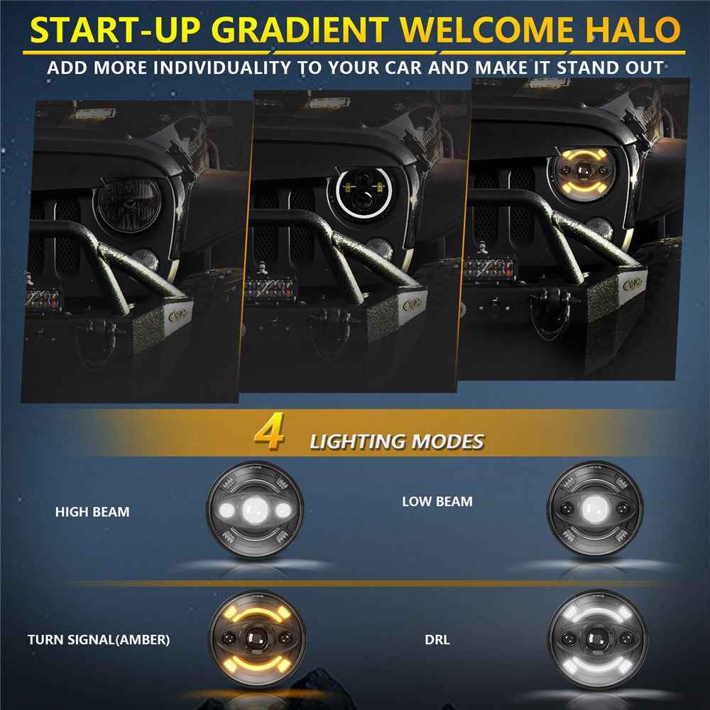 7 Inch Round LED Headlight Anti Glare High Low Beam Aluminum Shell Off Road Vehicle Headlamp