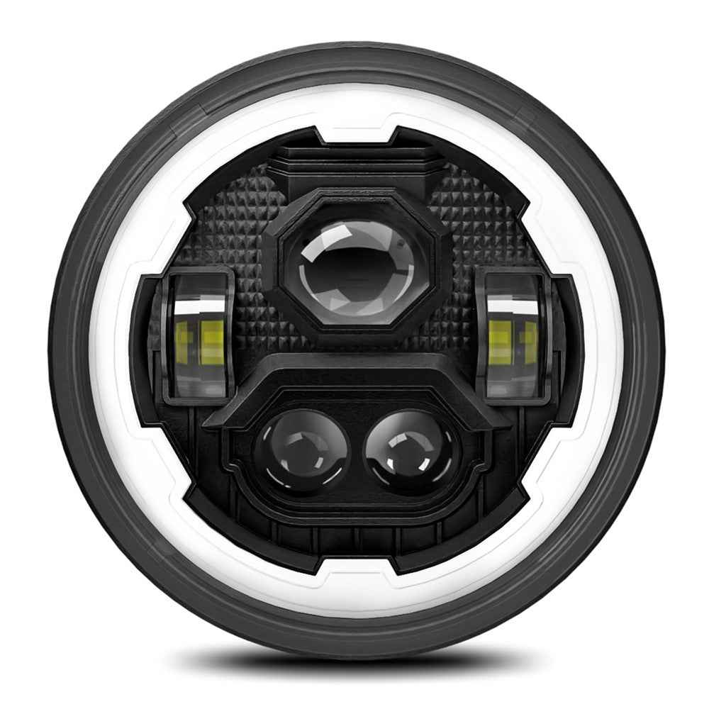 R1 7 Inch Round LED Headlight 4 Modes Off Road Vehicle Headlamp for Motorcycle Classic Cars