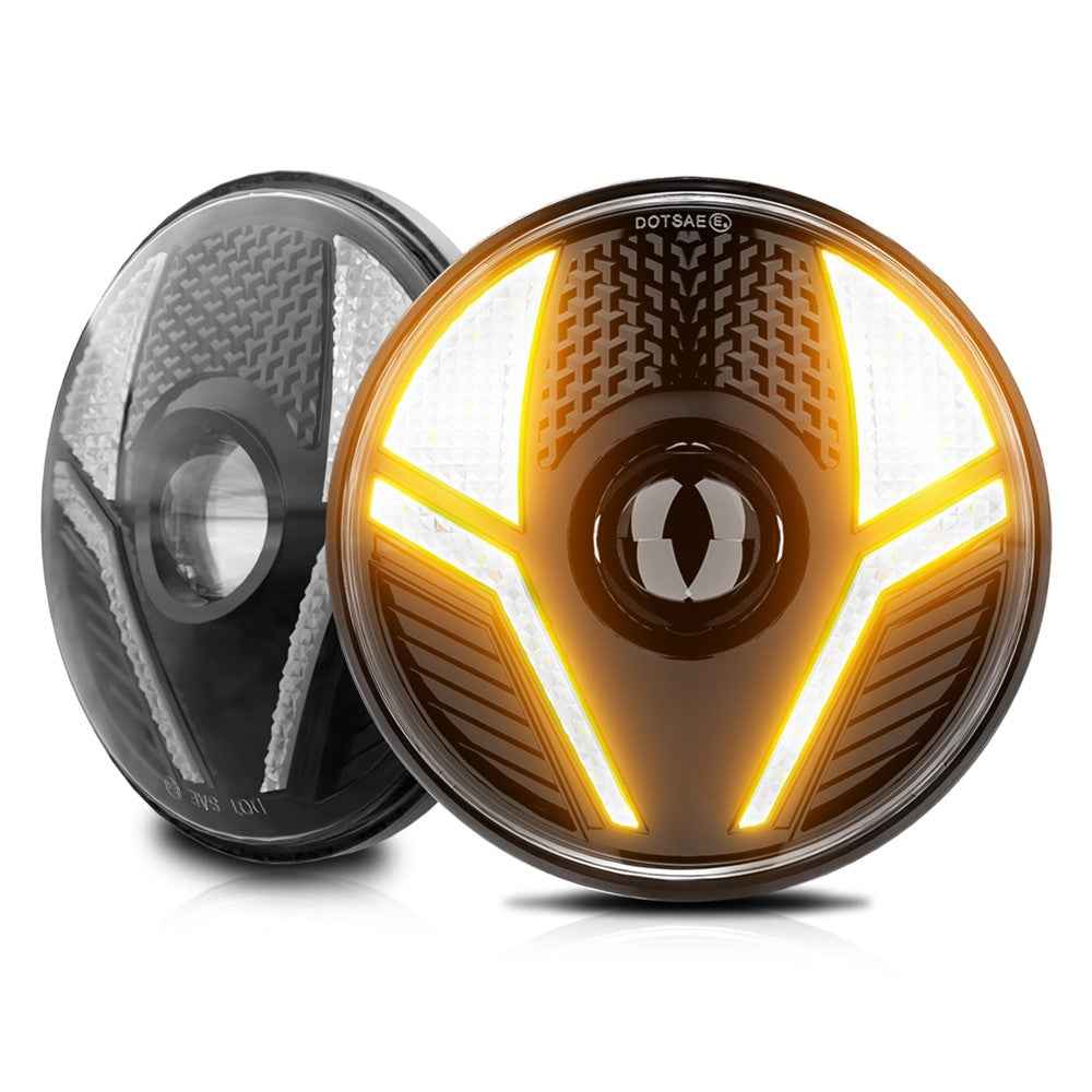 7 Inch LED Headlight for Motorcycle Off Road Vehicle Beetle Style High Low Beam DRL Turn Signal Lamp
