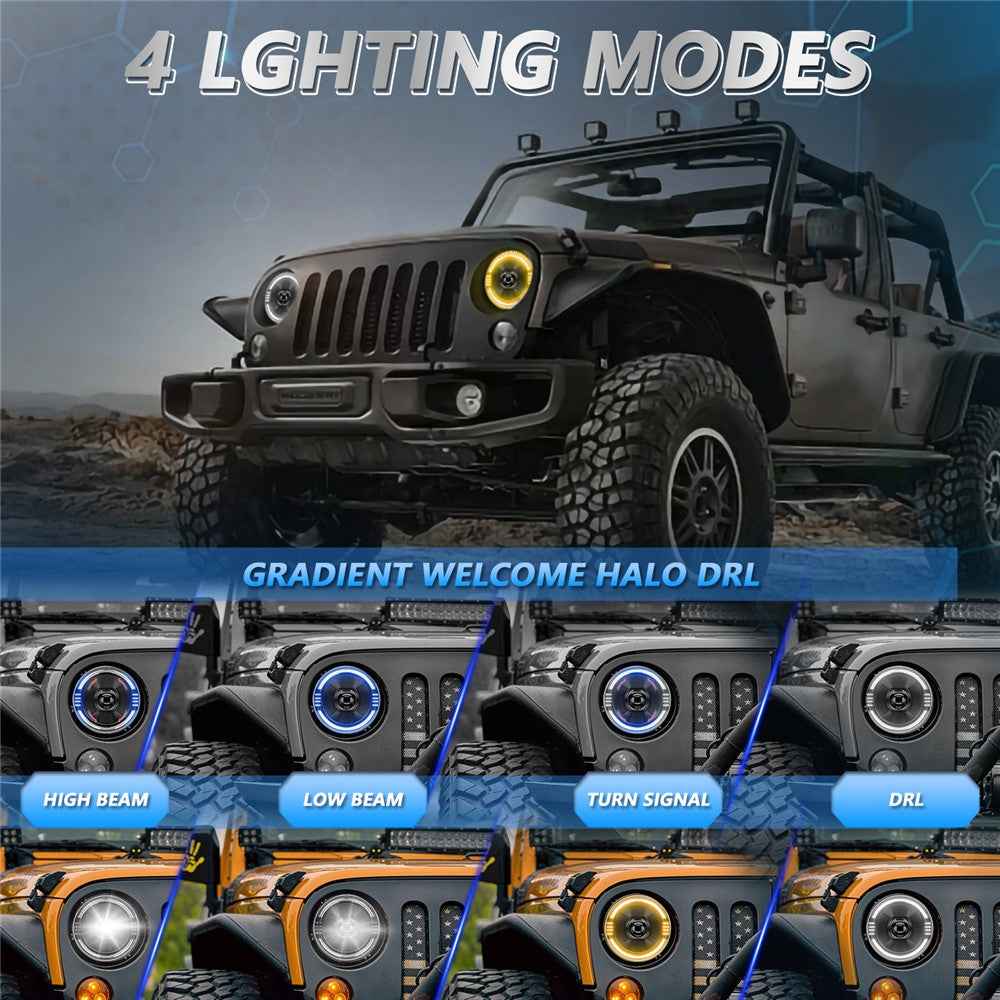 7 Inch LED Headlight for Motorcycle Off Road Vehicle DRL Turn Signal High Low Beam Headlamp