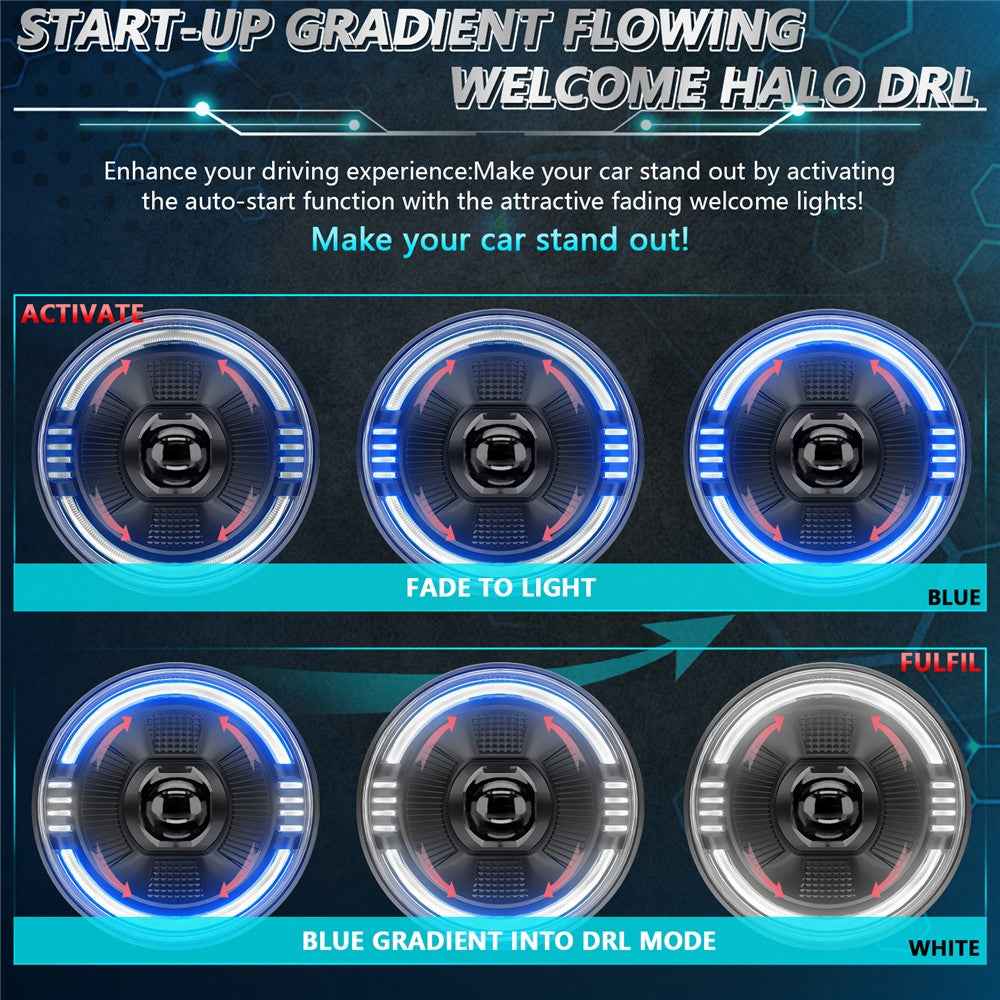 7 Inch LED Headlight for Motorcycle Off Road Vehicle DRL Turn Signal High Low Beam Headlamp