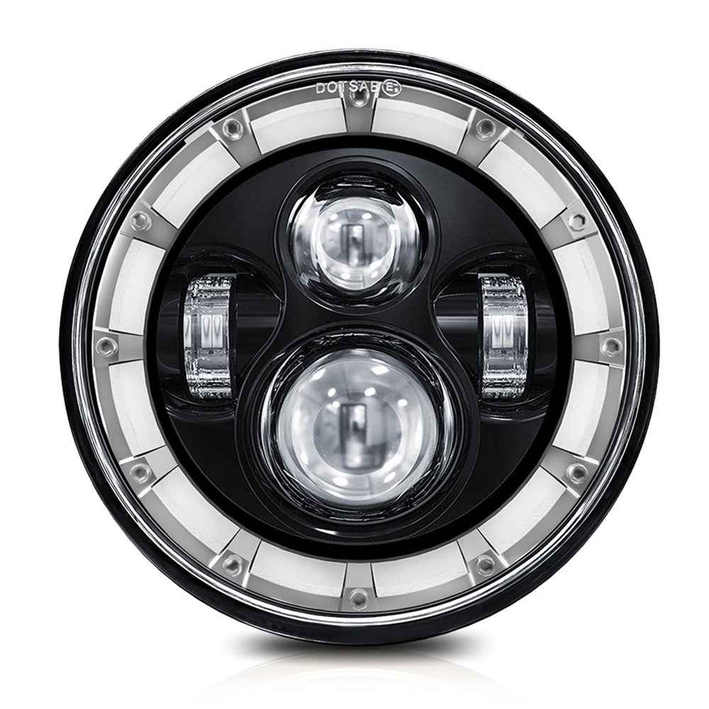 7 Inch Square Angel Eye LED Headlight for Motorcycle Off Road Vehicle DRL Turn Signal High Low Beam Headlamp