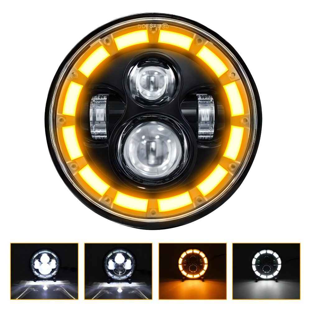 7 Inch Square Angel Eye LED Headlight for Motorcycle Off Road Vehicle DRL Turn Signal High Low Beam Headlamp