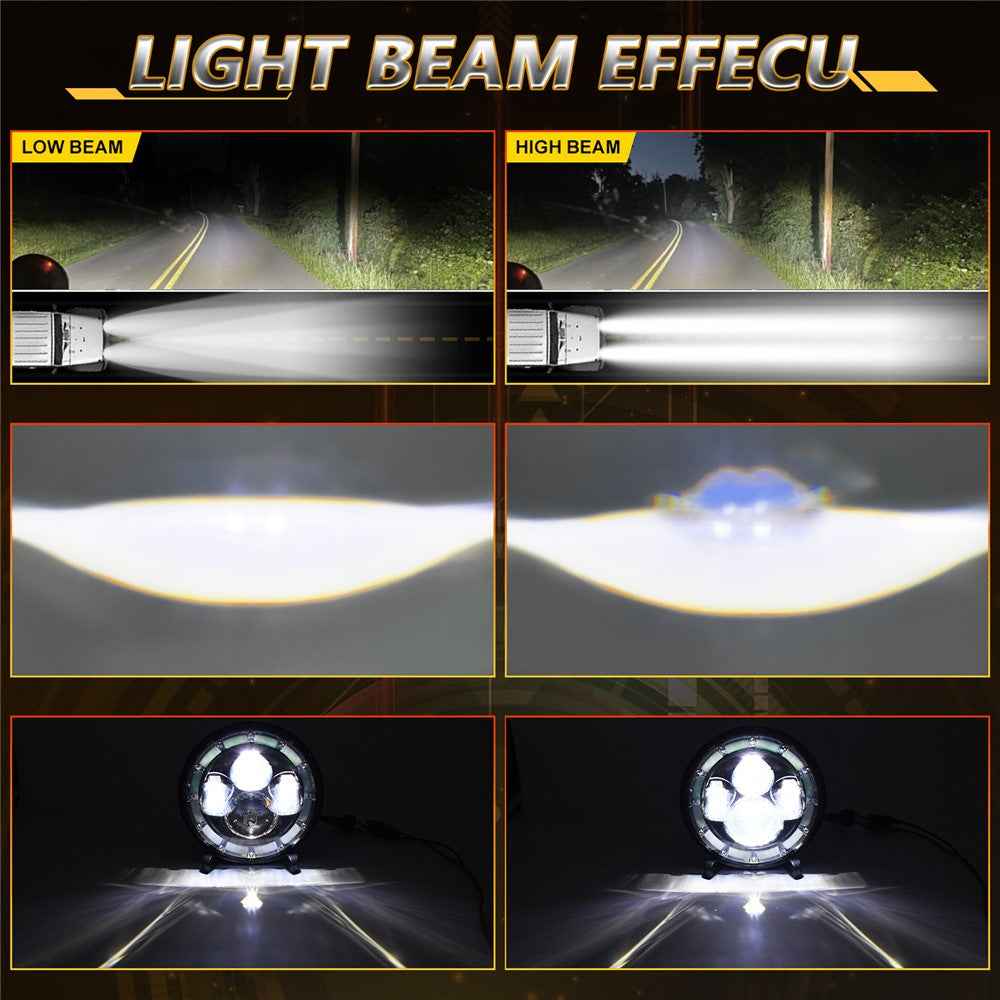 7 Inch Square Angel Eye LED Headlight for Motorcycle Off Road Vehicle DRL Turn Signal High Low Beam Headlamp