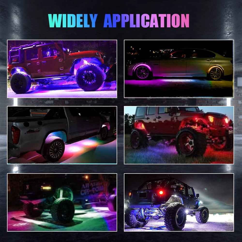 G1 8 In 1 RGB Car Underglow Light Music Sync Bluetooth-Compatible LED Rock Light Kit for SUV Truck