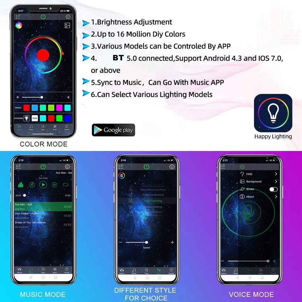 G1 8 In 1 RGB Car Underglow Light Music Sync Bluetooth-Compatible LED Rock Light Kit for SUV Truck