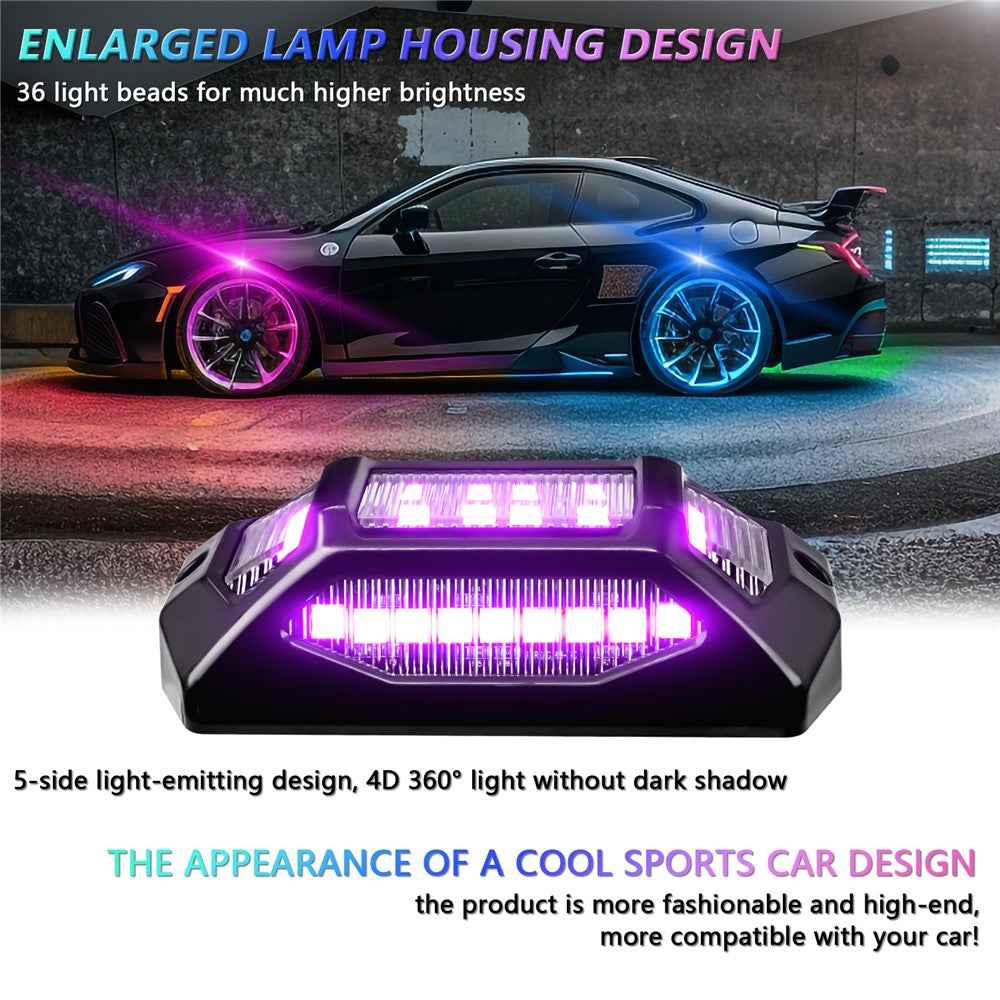 G6 6 In 1 LED Car Underglow Lights RGB Rock Lights Music Sync Atmosphere Lamp for Off Road Vehicles
