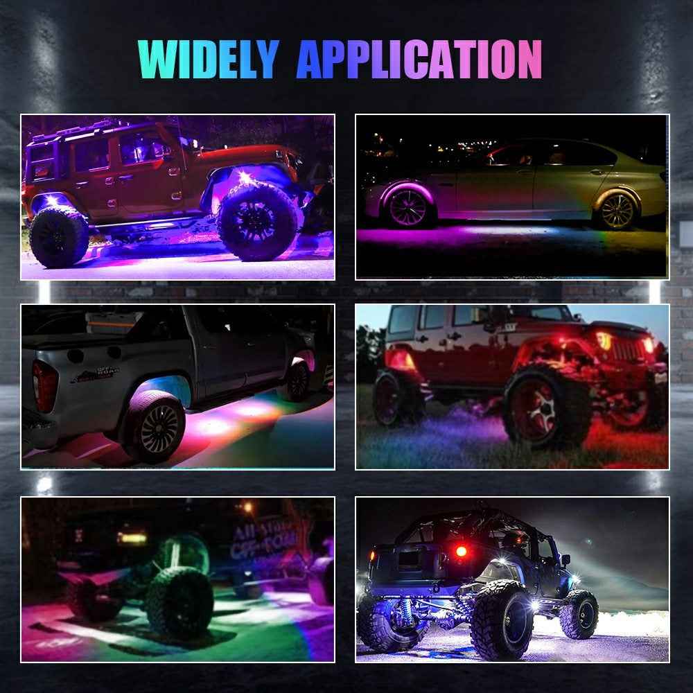 G6 8 In 1 LED Car Underglow Lights RGB Rock Lights Music Sync Atmosphere Lamp for Off Road Vehicles