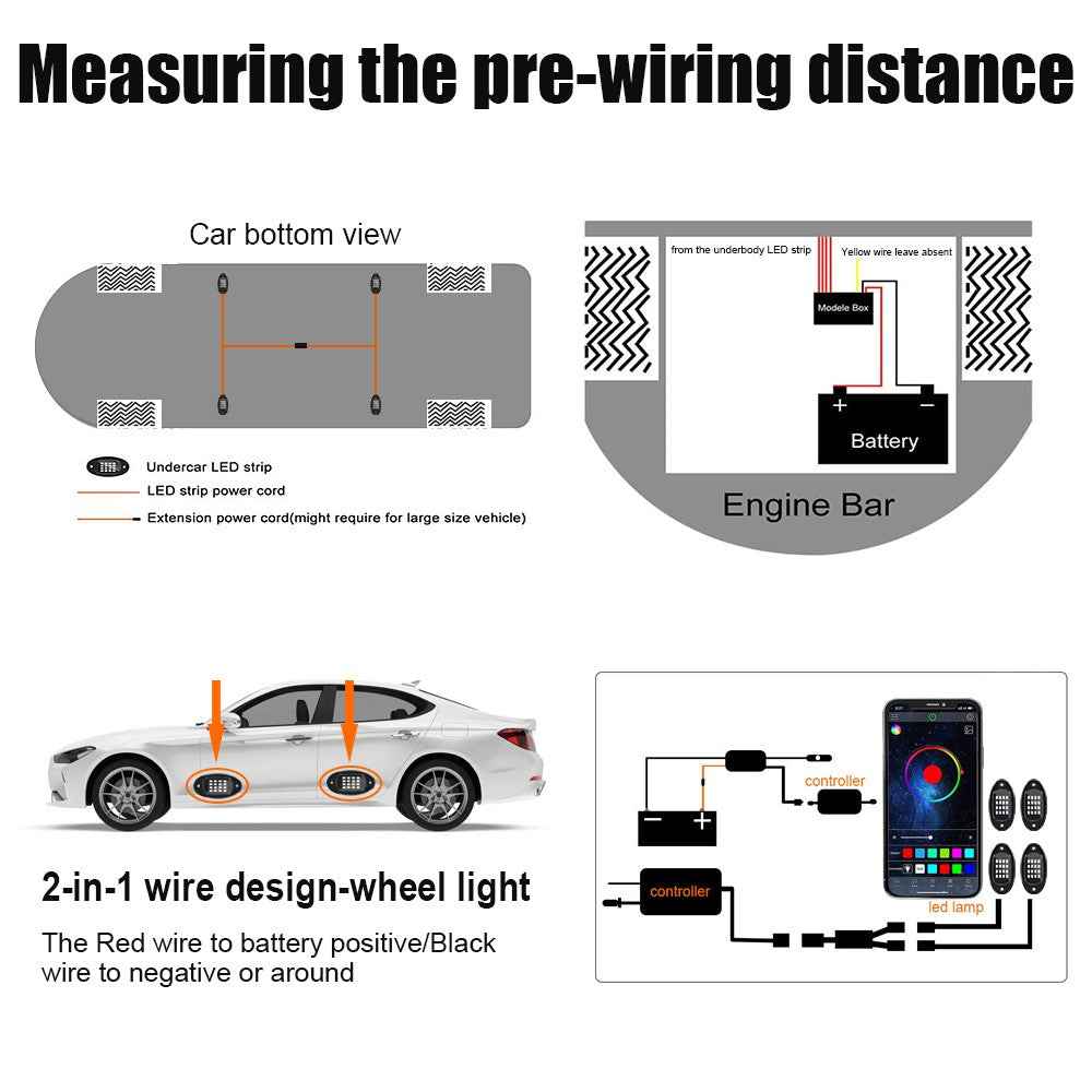 G7 4 In 1 LED Car Underglow Lights RGB Music Sync Atmosphere Lamp for SUV / Truck / Off Road Vehicles