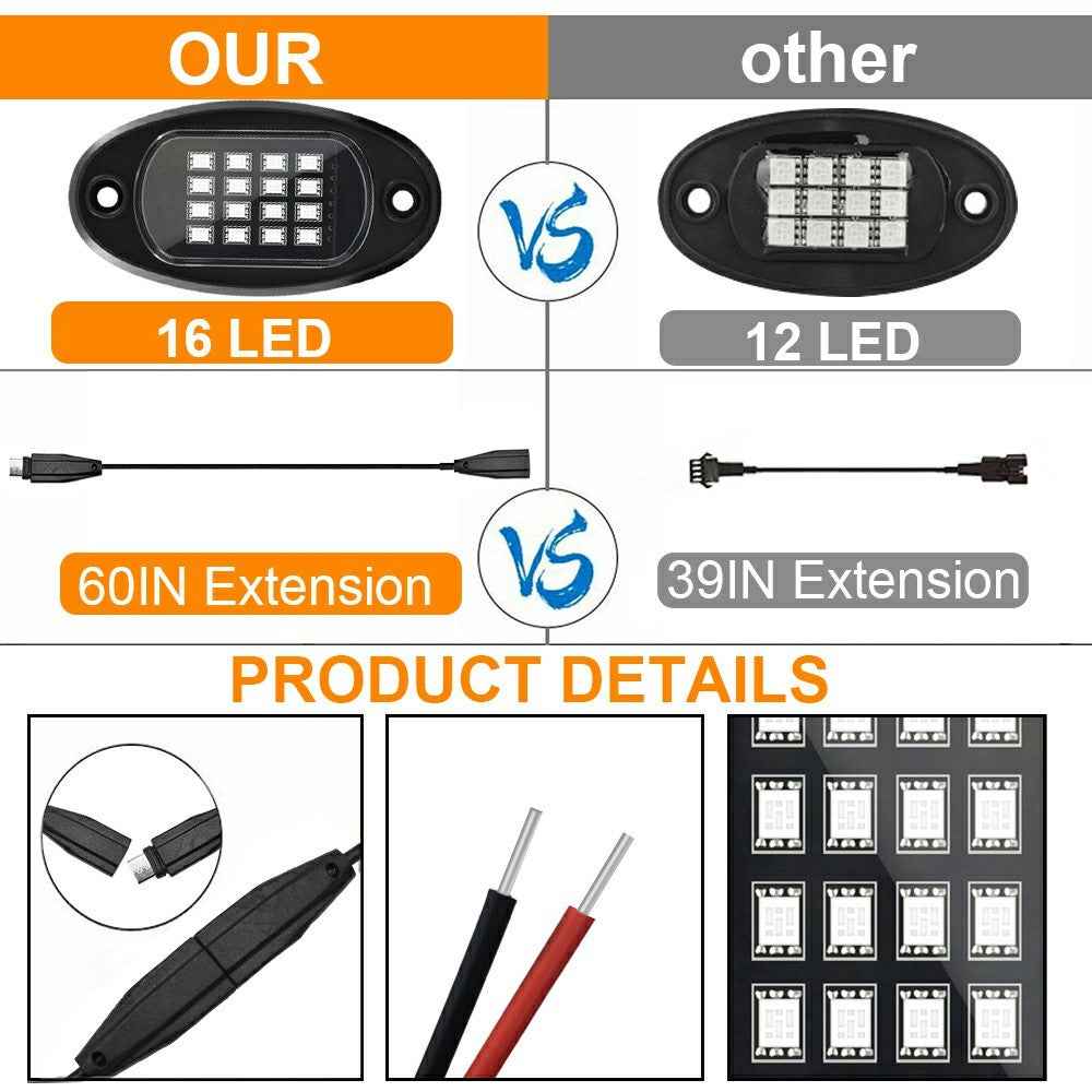 G7 6 In 1 LED Car Underglow Lights RGB Music Sync Atmosphere Lamp for SUV / Truck / Off Road Vehicles