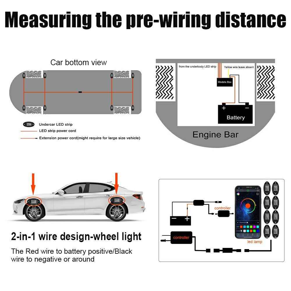 G7 8 In 1 LED Car Underglow Lights RGB Music Sync Atmosphere Lamp for SUV / Truck / Off Road Vehicles