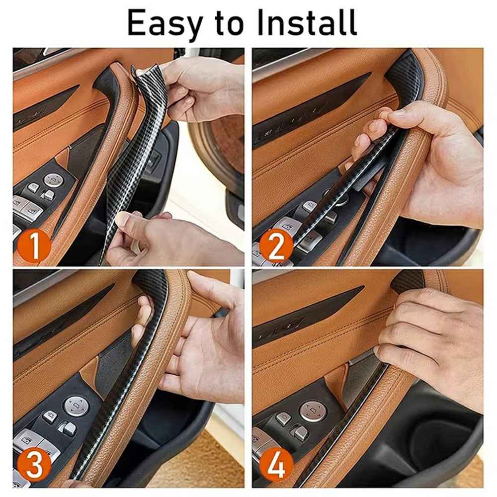 F30 4Pcs / Set For 5 Series G30 / G31 / G38 2018 - 2023 Carbon Fiber Pattern Plastic Car Interior Door Pull Handles