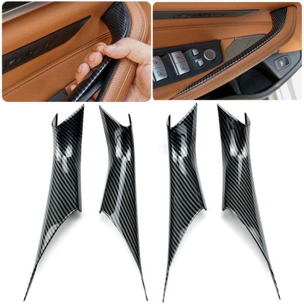 F30 4Pcs / Set For 5 Series G30 / G31 / G38 2018 - 2023 Carbon Fiber Pattern Plastic Car Interior Door Pull Handles