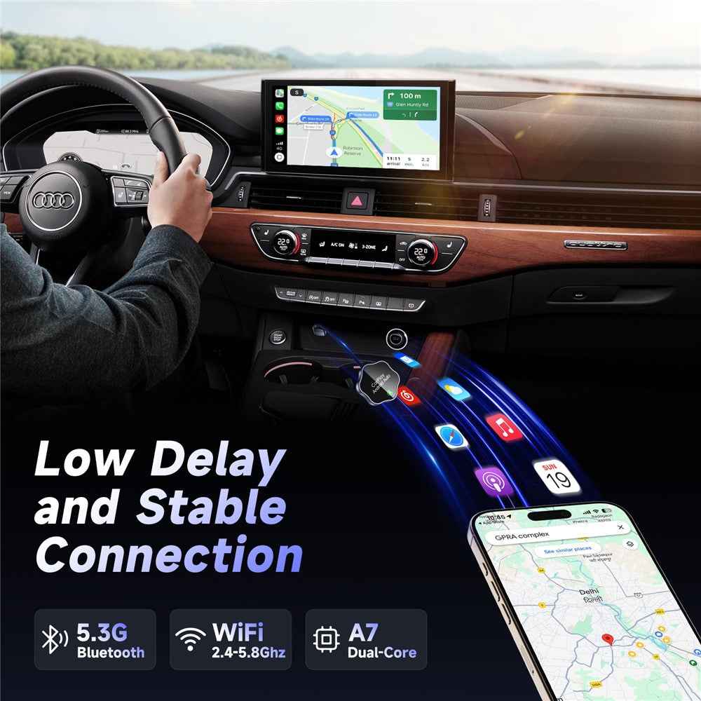 2 in 1 Wireless CarPlay Android Auto Adapter For iP  /  Android Phones Upgrade Wired to Wireless For Built-In CarPlay  /  Android Auto Cars