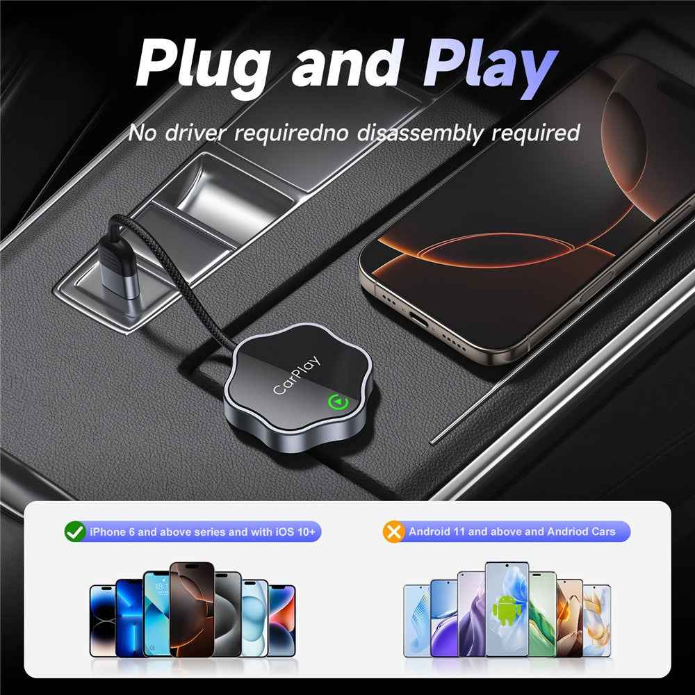 2 in 1 Wireless CarPlay Android Auto Adapter For iP  /  Android Phones Upgrade Wired to Wireless For Built-In CarPlay  /  Android Auto Cars