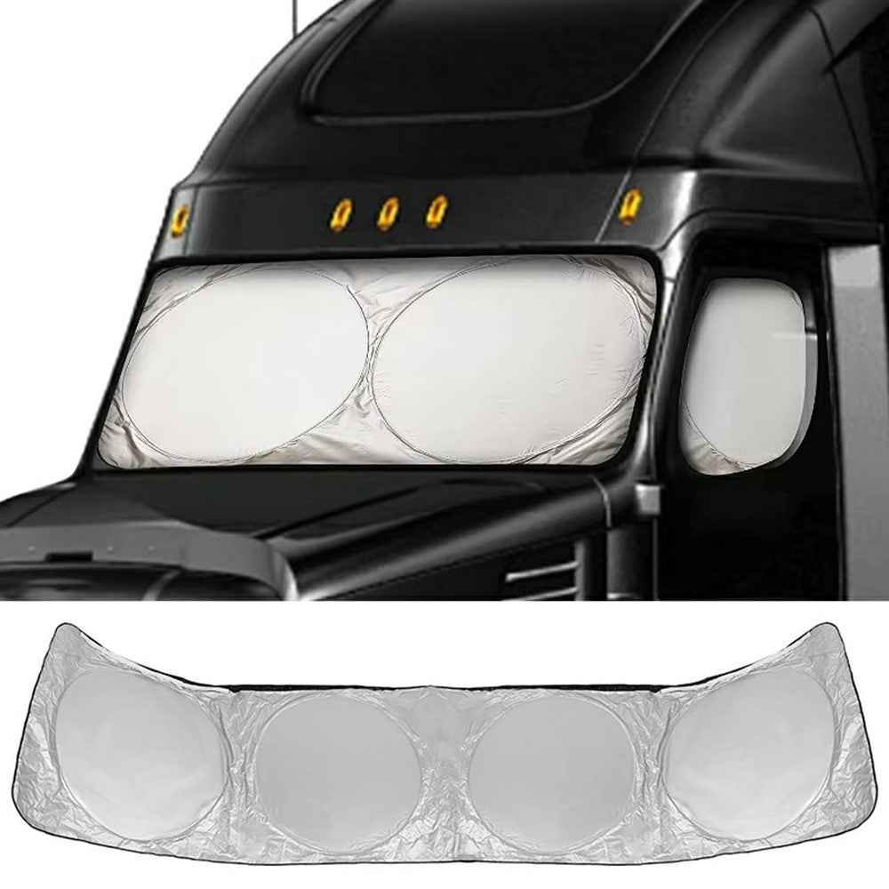 420 x 92cm Large Truck Sun Shade Heavy Duty Vehicle Sunshade Visor Foldable Heat Shield for Front Windshield Side Window