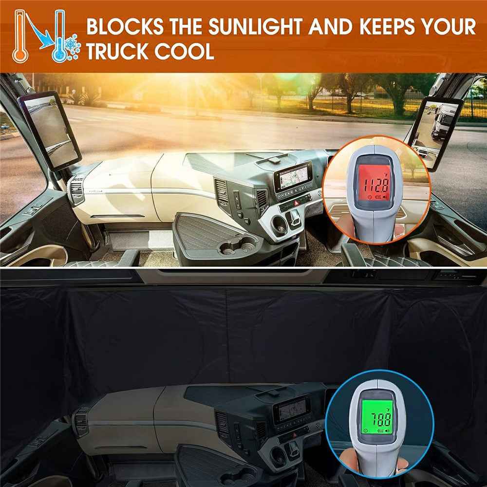 420 x 92cm Large Truck Sun Shade Heavy Duty Vehicle Sunshade Visor Foldable Heat Shield for Front Windshield Side Window