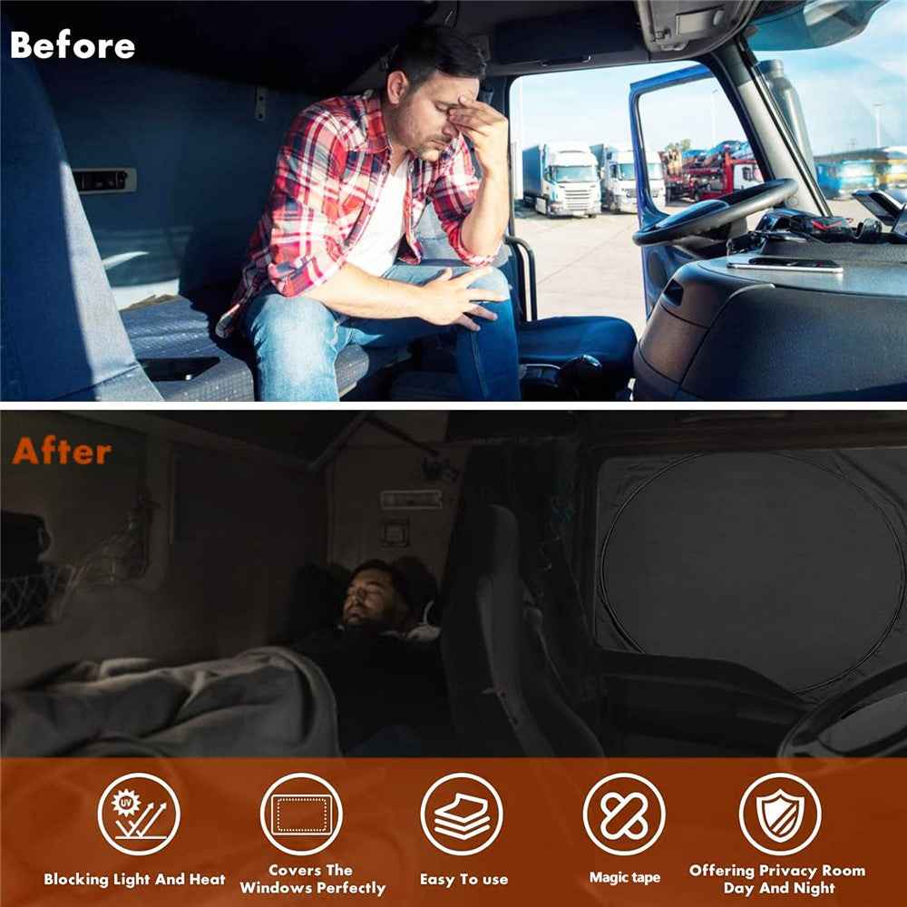 420 x 92cm Large Truck Sun Shade Heavy Duty Vehicle Sunshade Visor Foldable Heat Shield for Front Windshield Side Window