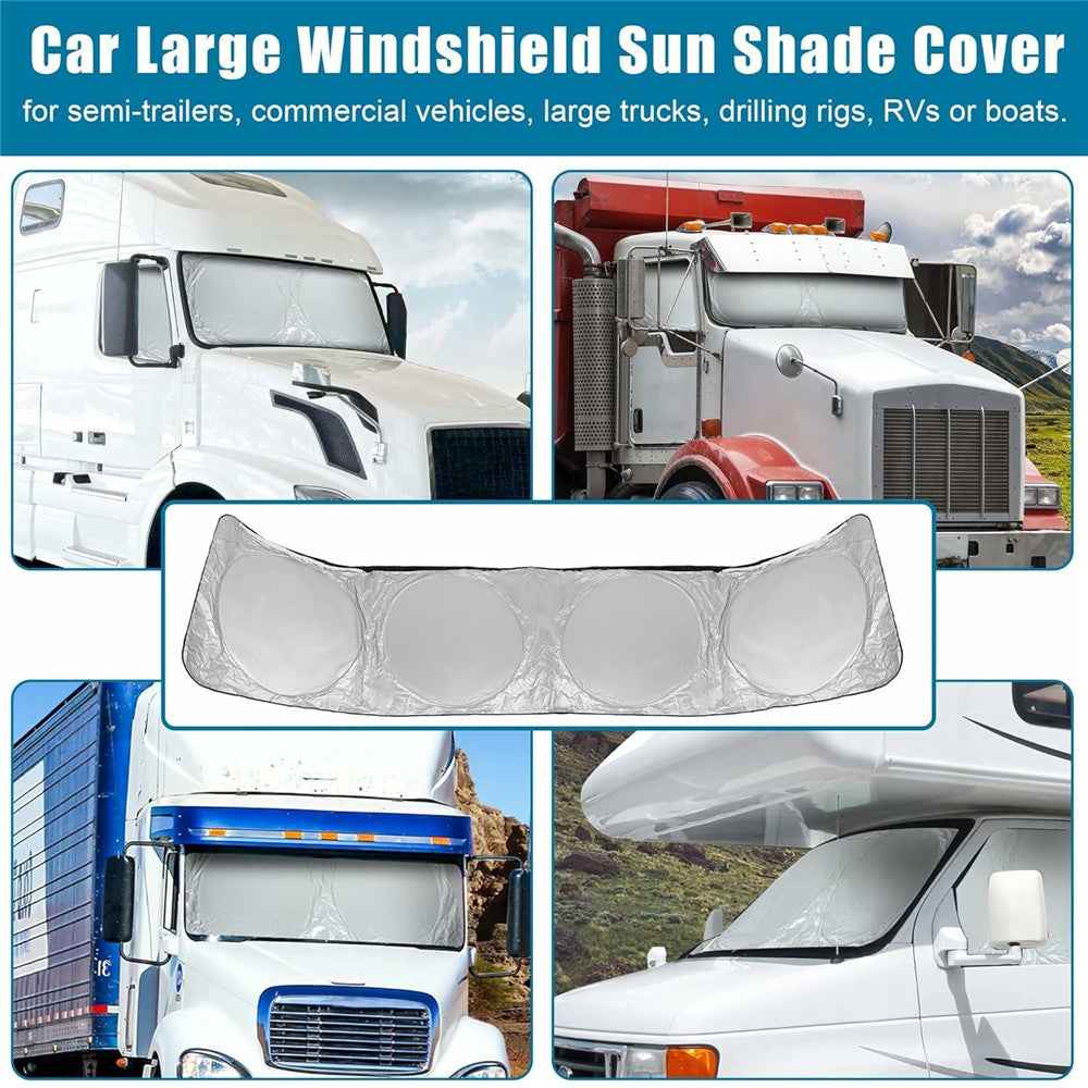 420 x 92cm Large Truck Sun Shade Heavy Duty Vehicle Sunshade Visor Foldable Heat Shield for Front Windshield Side Window