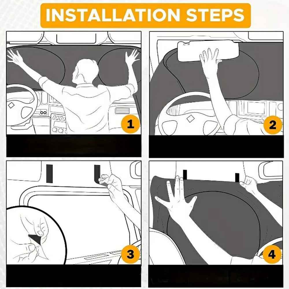 420 x 92cm Large Truck Sun Shade Heavy Duty Vehicle Sunshade Visor Foldable Heat Shield for Front Windshield Side Window