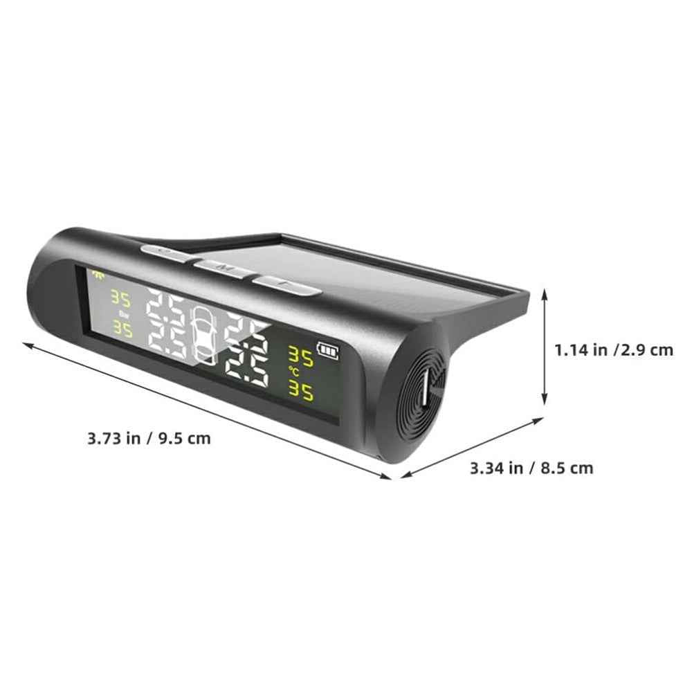 TPMS Tire Pressure Monitor System Solar Powered Wireless Car Tyre Sensor High Low Pressure Alert