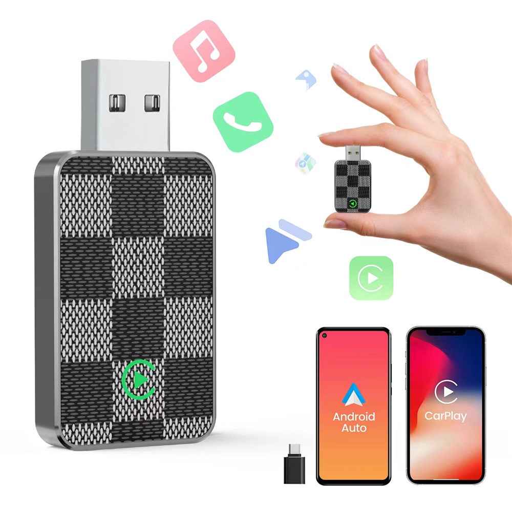 2 in 1 Wireless CarPlay Android Auto Adapter for iPhone Android Phones Built-In CarPlay Android Auto Vehicles