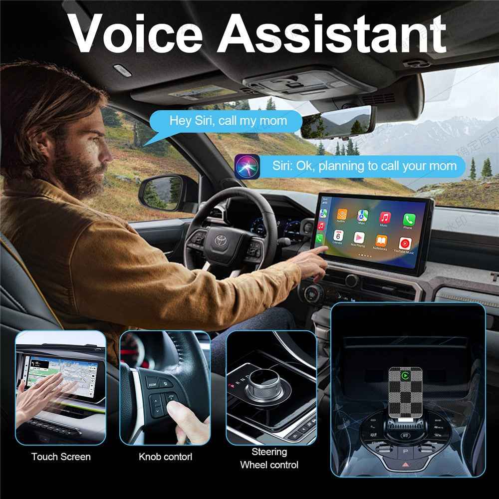 2 in 1 Wireless CarPlay Android Auto Adapter for iPhone Android Phones Built-In CarPlay Android Auto Vehicles
