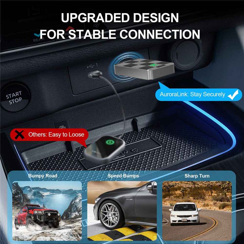 2 in 1 Wireless CarPlay Android Auto Adapter for iPhone Android Phones Built-In CarPlay Android Auto Vehicles
