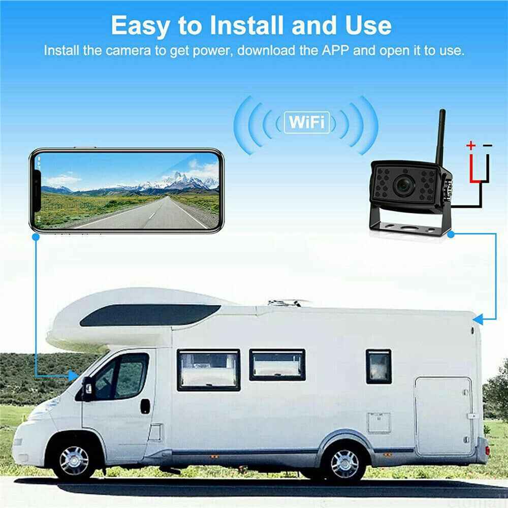 W105 For Vehicle Wireless Backup Camera 18 LED Night Vision HD 1080P IP67 Waterproof Wide Angle WiFi Cam