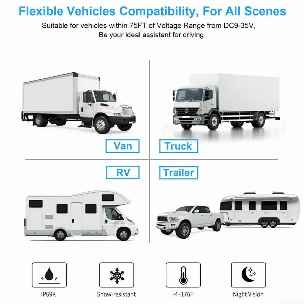 W105 For Vehicle Wireless Backup Camera 18 LED Night Vision HD 1080P IP67 Waterproof Wide Angle WiFi Cam