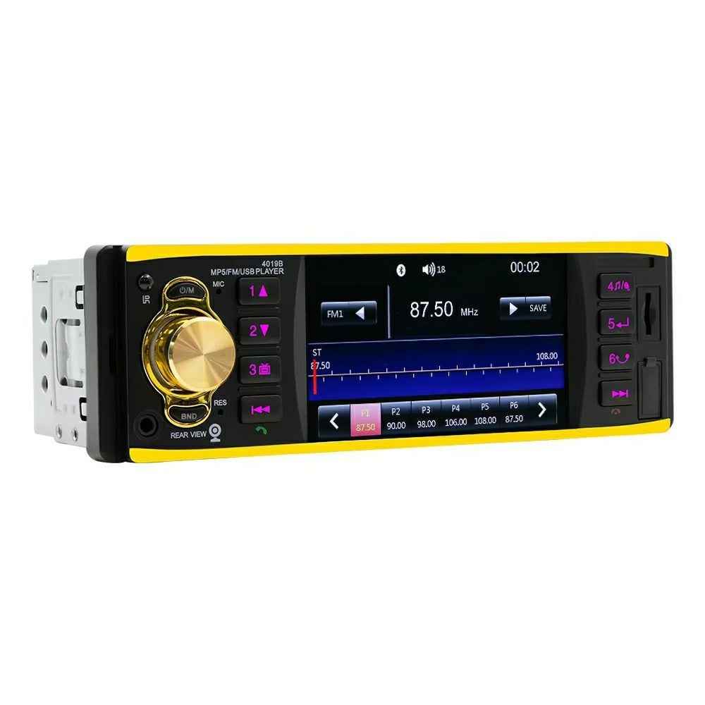 4019B 4.1 Inch IPS HD Screen MP5 Car Radio Bluetooth-Compatible SD AUX USB 7 Color Lights Lossless Audio Multimedia Player