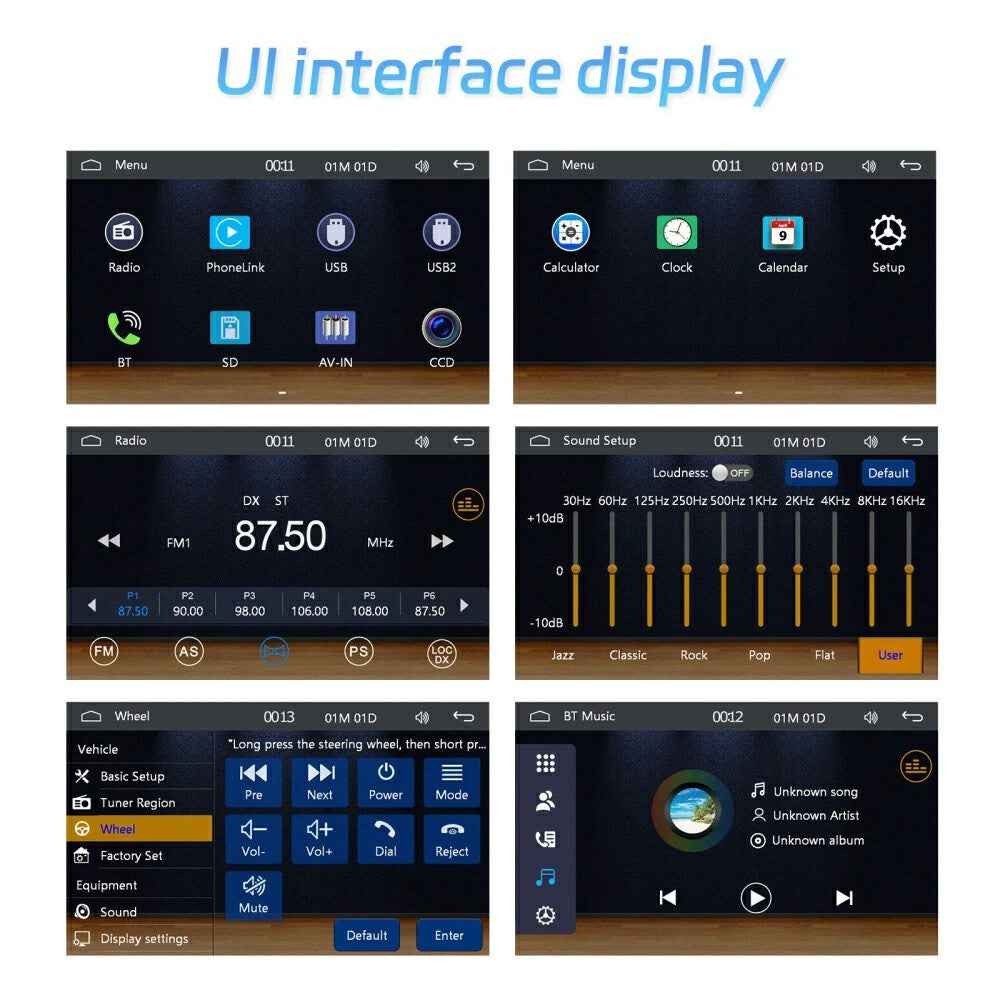 F7805C Wired CarPlay 4.1 Inch Touch Screen MP5 Car Radio Bluetooth-Compatible SD AUX USB 7 Color Lights Multimedia Player